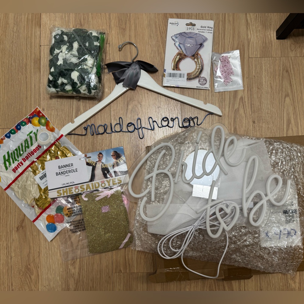 Bride to Be Neon Sign and Party Accessories